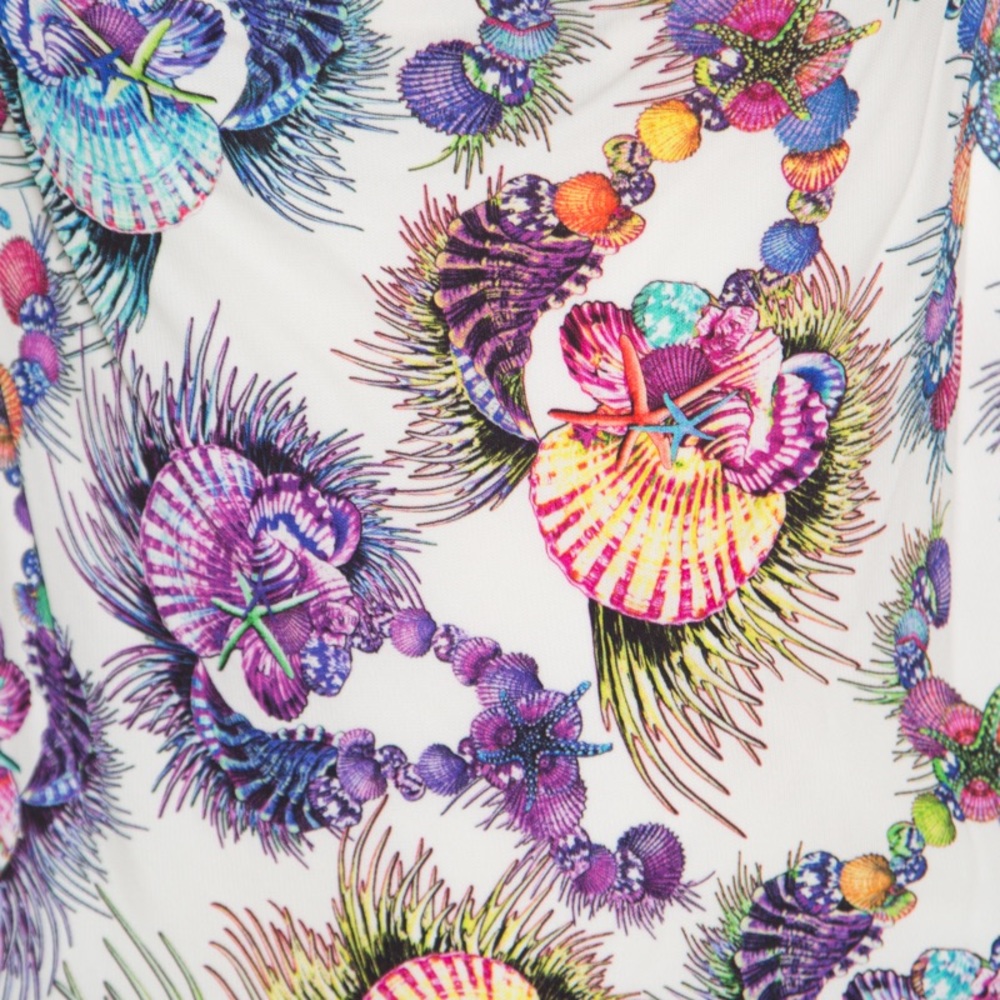 π JUST CAVALLI seashell draped pant, tie front multicolor shell print NEW - Picture 2 of 6